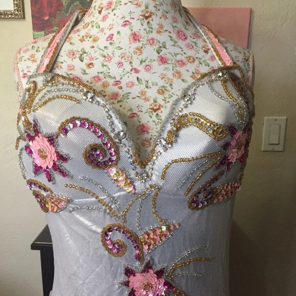 Bellydance Mermaid Silver Pink Costume from Egypt - Picture 2 of 8